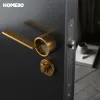 Haobao indoor bedroom door lock, Nordic silent magnetic door lock, yellow antique copper modern and simple split solid wood door handle Application Scenario